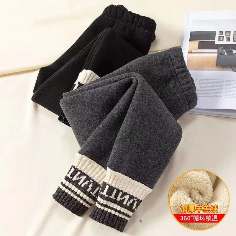 女童加绒打底裤秋冬加厚2023冬季新款洋气外穿韩版一体绒儿童裤子