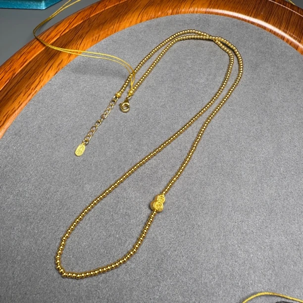 足金999金珠项链50+3cm 12.16g