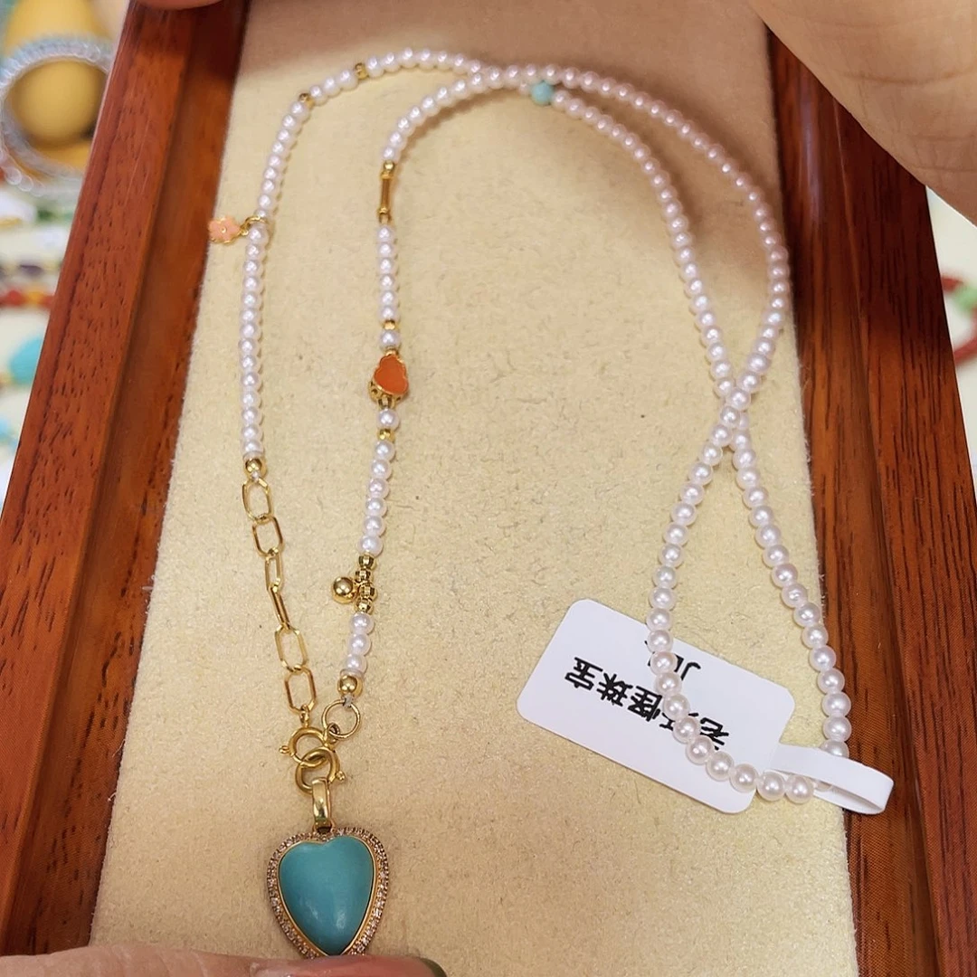 淡水珍珠项链18K金镶嵌