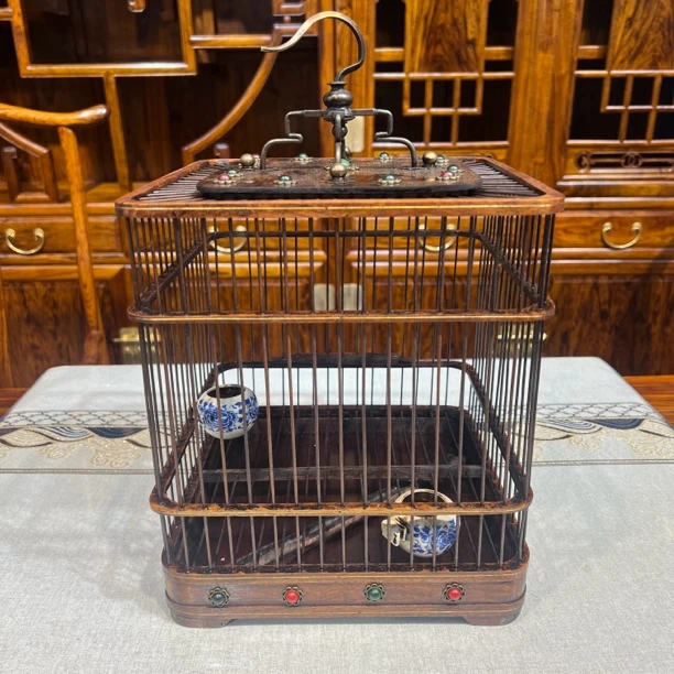 鸟笼方形 花梨文玩  23*27cm