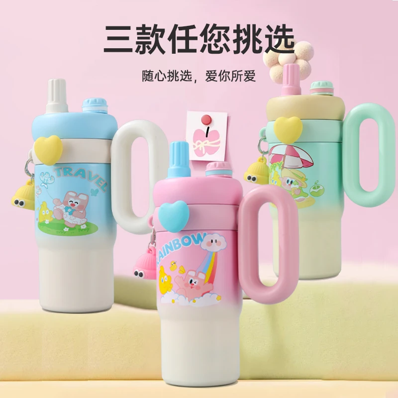 新款双饮保冷保温学生儿童高颜值女生冰霸杯大容量水杯杯子j