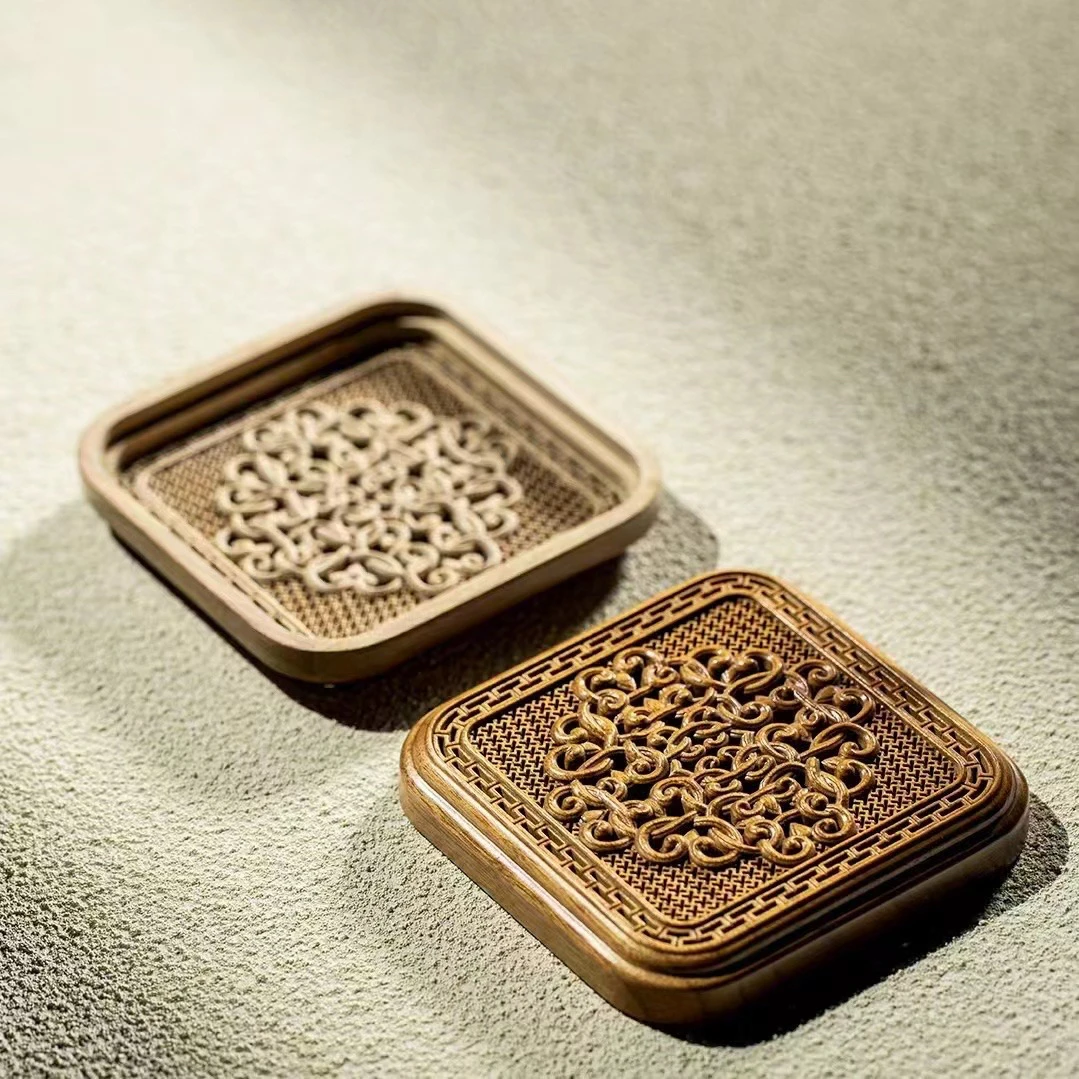 金丝楠木收纳盒实木托盘方形香盒茶盘