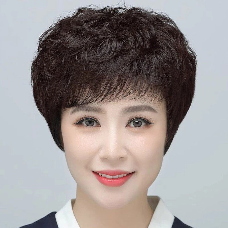 中老年人大卷假发套仿真头发短卷发60到70岁妈妈假发全头套超自然