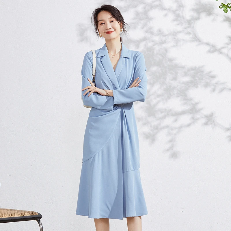 大码女装胖妹妹赫本风连衣裙2024新款女春秋正装客人茶歇a字裙子