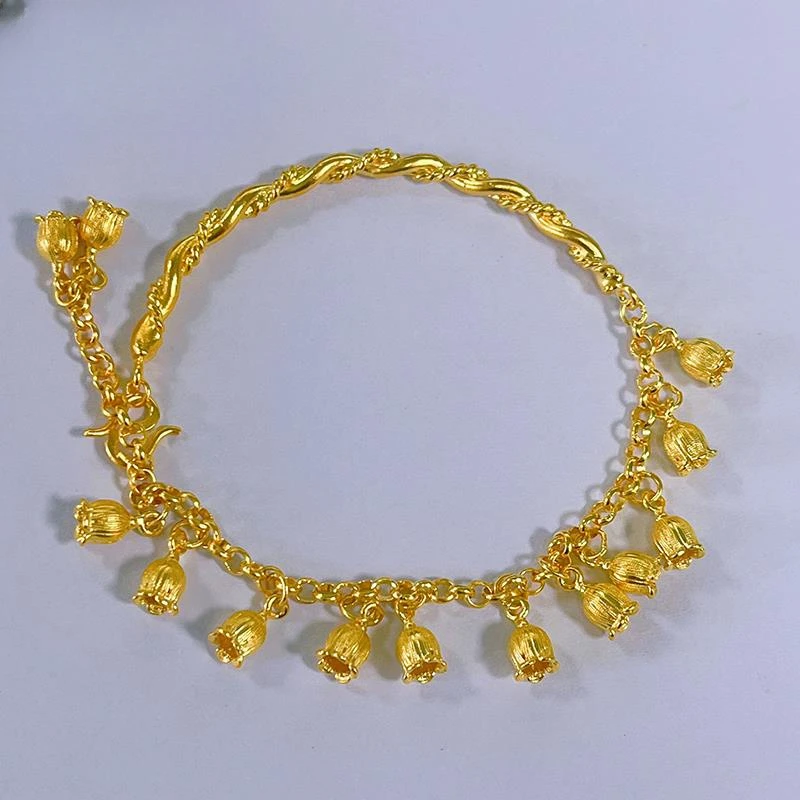 足银手链 【晓蕾专享】足银麻花半镯铃兰花手链 YSL348