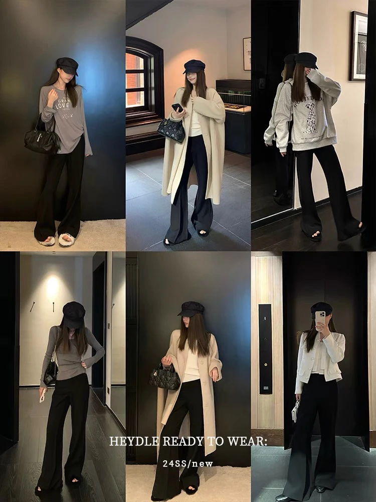 灰灰呀！7796 超模升级版腿精神裤！复古设计感高腰百搭微喇休闲裤