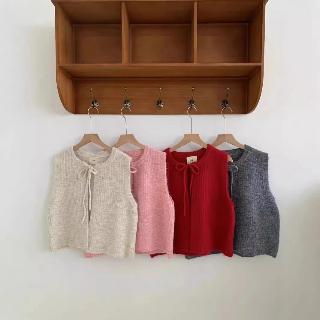 灰灰呀！韩国货egg家 7191 羊Tuo毛系带马甲