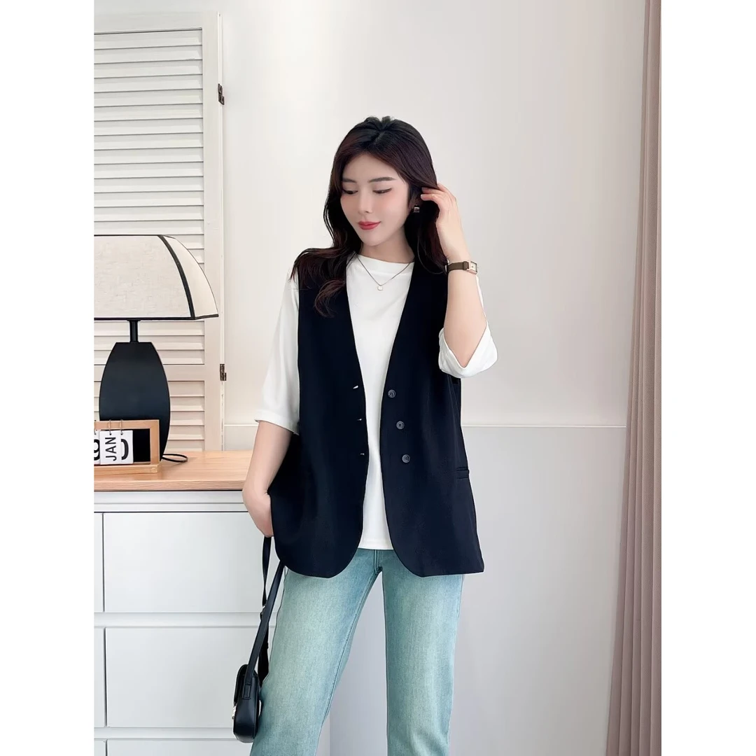 大码春季高端女装胖mm春秋搭配炸街遮肚显瘦藏肉马甲6921