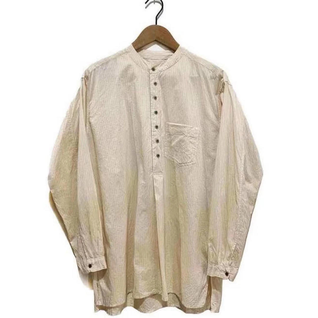 涟香家左岸迷香衬衫女装上衣9003宽松中长款棉长袖衬衣立领气质