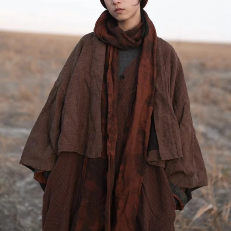 【7折】左岸迷香双层短外套8053复古斜襟亚麻禅意古风文艺中国风