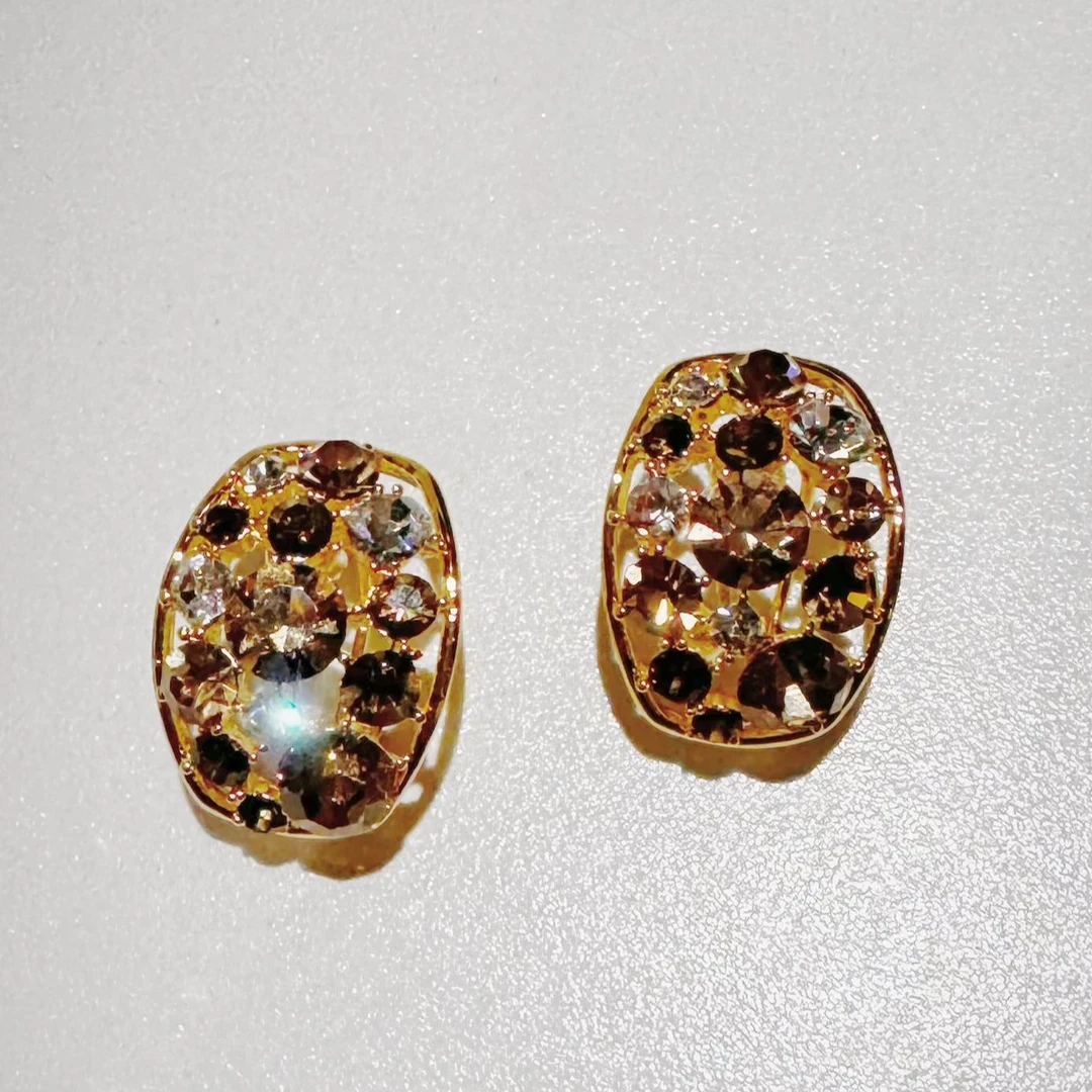 合金耳饰 【YD精选】美拉德轻奢闪钻手工耳坠 耳环百搭国风简约小众