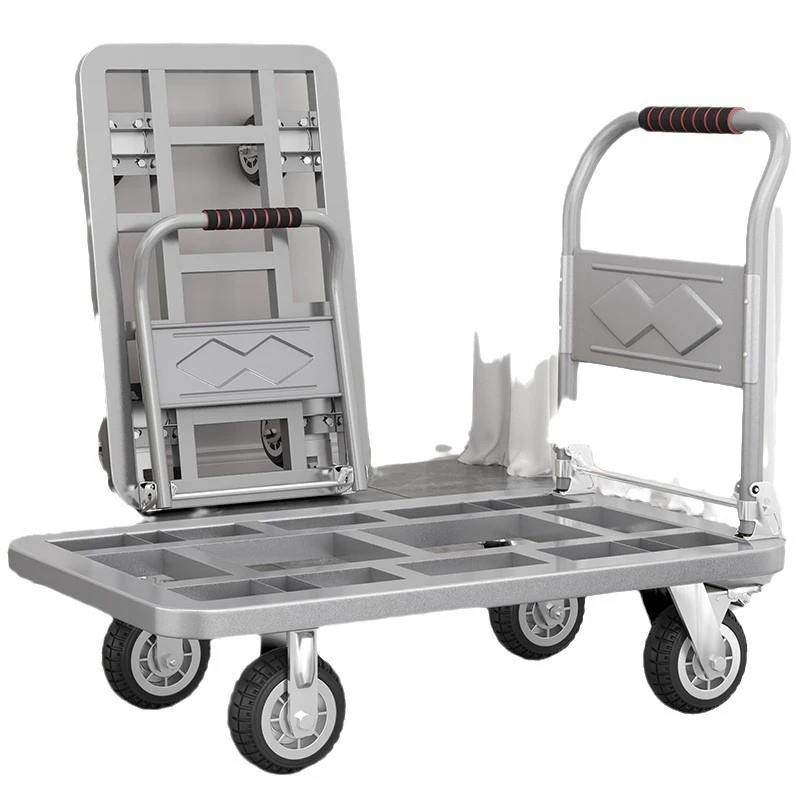 小推车平板车手推车大号加厚折叠搬运车家用钢板车拉货手拉车便携