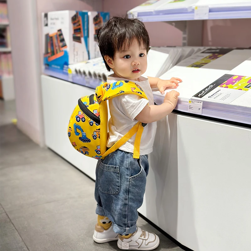 幼儿防走失小背包2岁3岁早教班托班小班小书包卡通挖掘机男童背包
