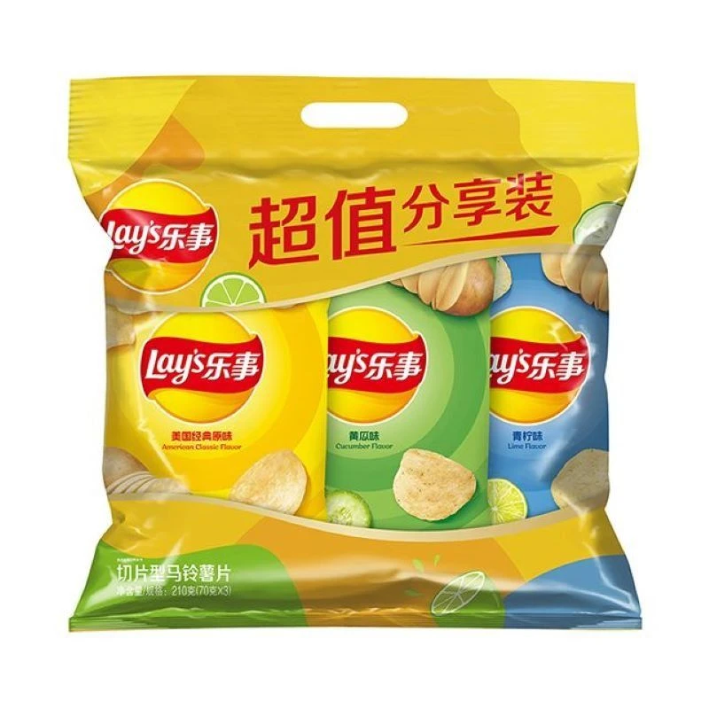 乐事 原味黄瓜味青柠味切片型马铃薯片 70g*3包/袋