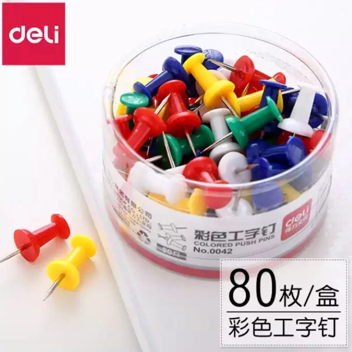 得力 彩色工字钉 80个/盒