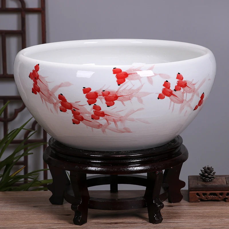 陶瓷鱼缸造景客厅小型乌龟缸圆形睡莲盆缸金鱼缸莲花盆缸荷花盆缸