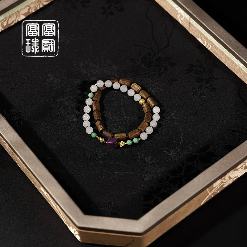 【苏杭之美】富富珠宝 和田玉18k金百搭手串（天然珠宝多样性发）