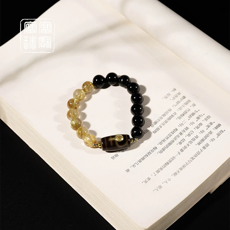 【自来】板钛晶 水晶18K金时尚手串  （天然珠宝多样性发）