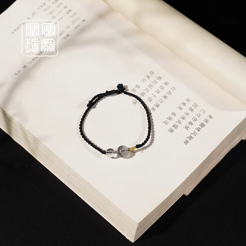 【一珩】黑银钛+白水晶 水晶18k金气质手绳（天然珠宝多样性发）