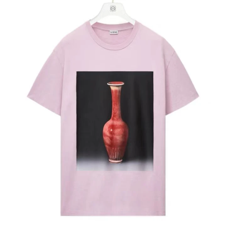 未使用 LOEWE/罗意威 紫色陶瓷摄影印花短袖/S/M