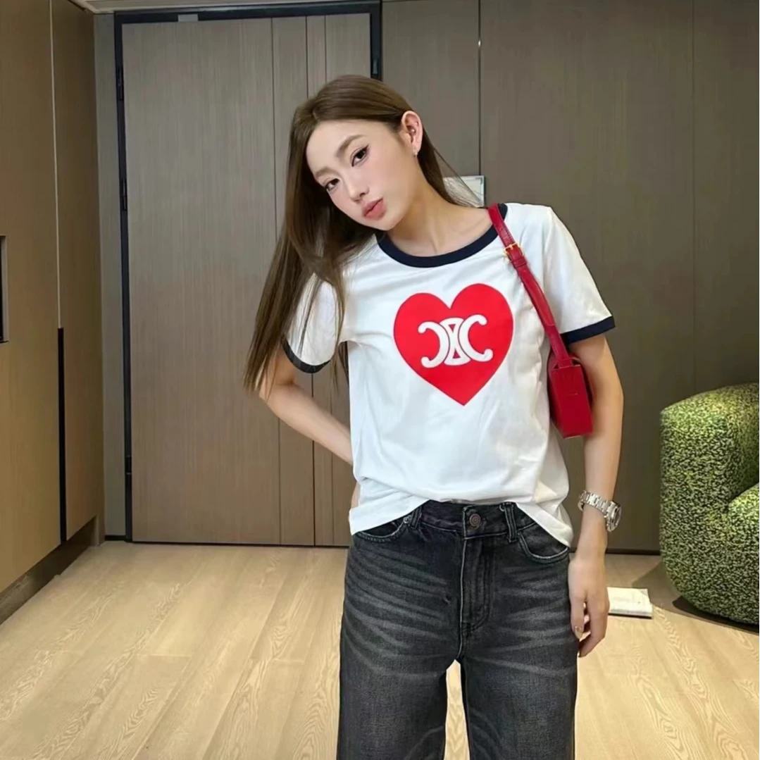 未使用 Celine/思琳 撞色情人节限定爱心凯旋门短袖