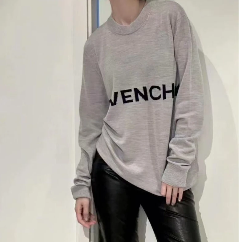 未使用 Givenchy/纪梵希 Logo字母提花圆领长袖休闲毛衣