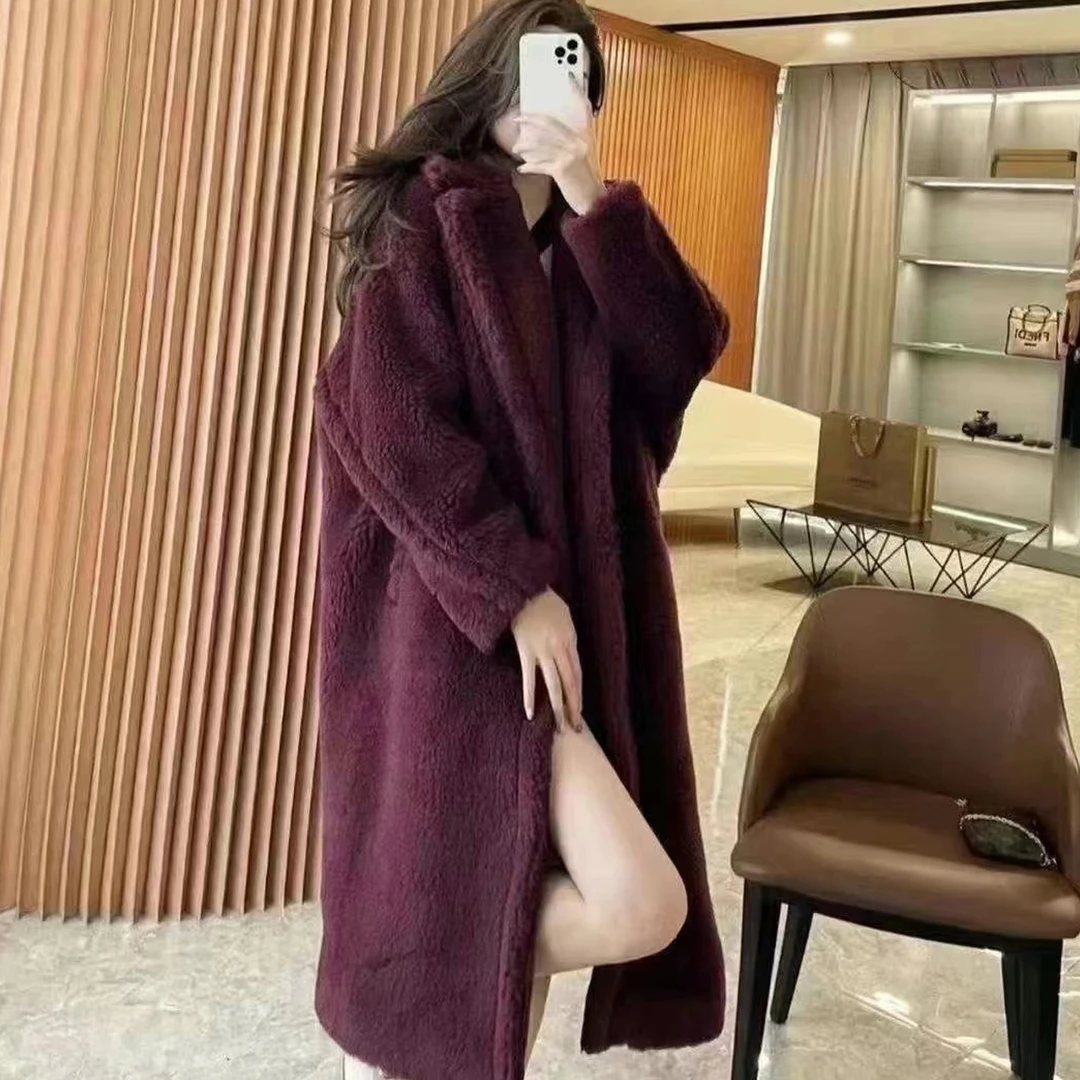 全新未使用 MaxMara TEDGIRL泰迪梅子色长袖大衣/XS码