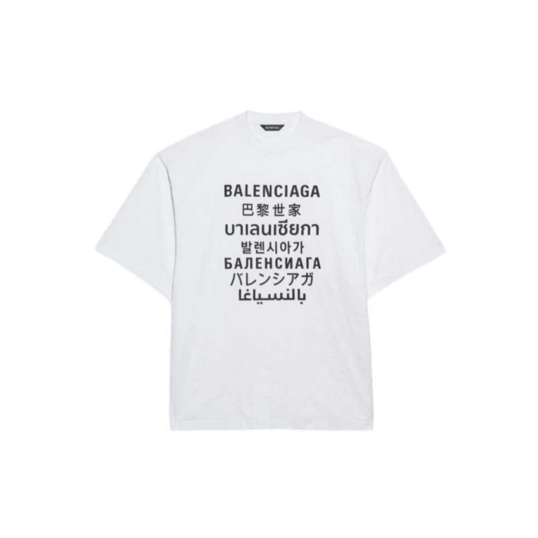 未使用 Balenciaga/巴黎世家 七国语言文字印花T恤