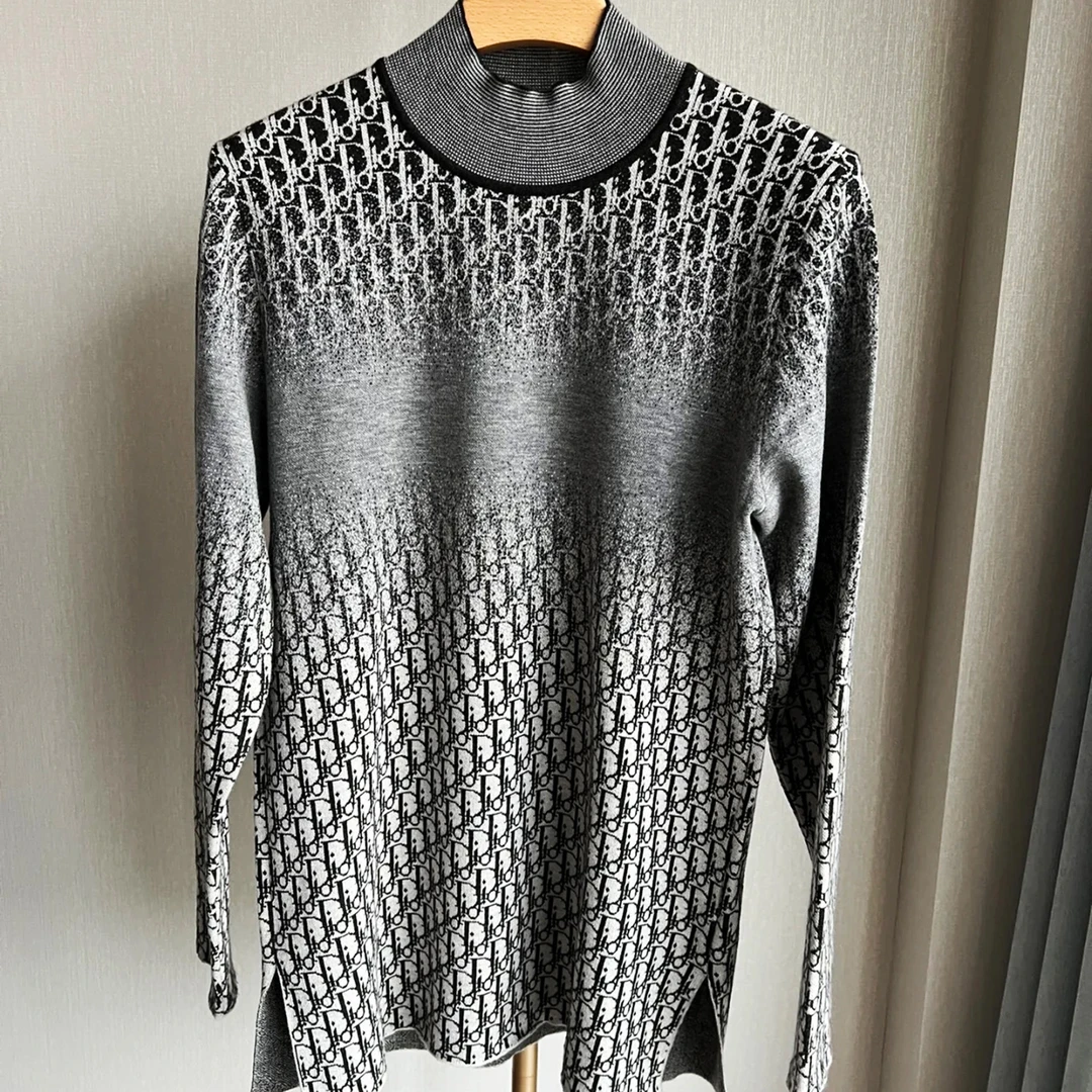 全新未使用 DIOR/迪奥 经典logo印花针织连衣裙针织衫/L/XL码
