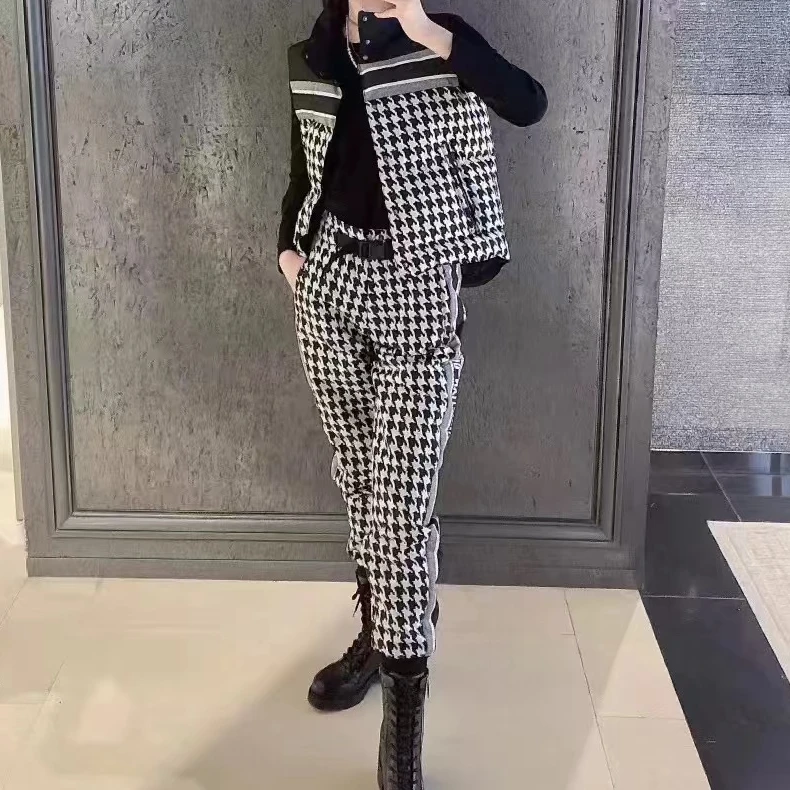 全新未使用 DIOR/迪奥 拼色千鸟格纹滑雪裤/公价28000/36码