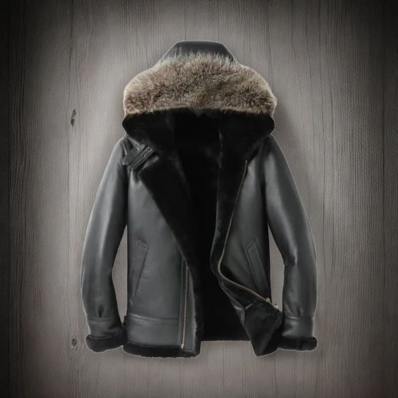 工厂反季倾销冬季新款男士原生态皮毛一体加厚休闲高端羊皮毛外套