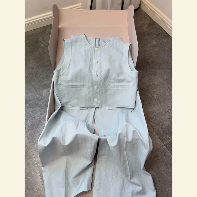 夏天穿搭配一整套装时尚马甲上衣宽松休闲裤今年流行爆款两件套女