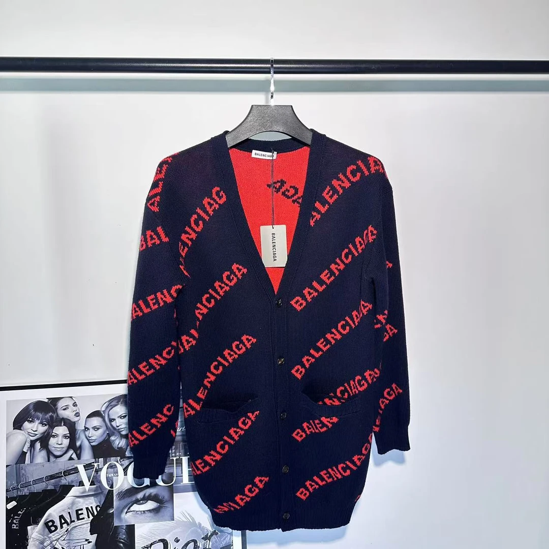 99新 Balenciaga/巴黎世家 蓝红弹幕开衫/S码