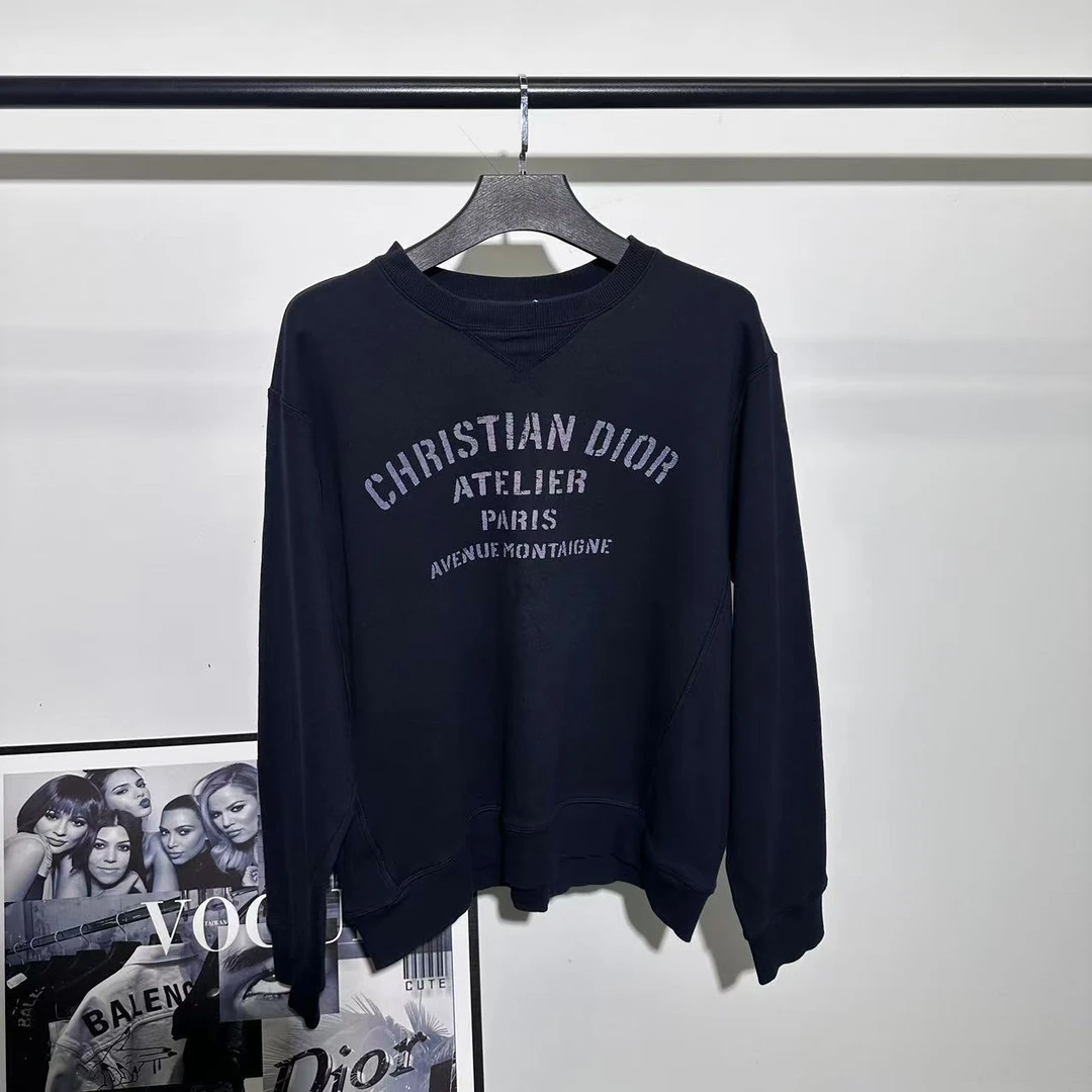 99新 DIOR/迪奥 海军蓝做旧标语卫衣/XXXL码