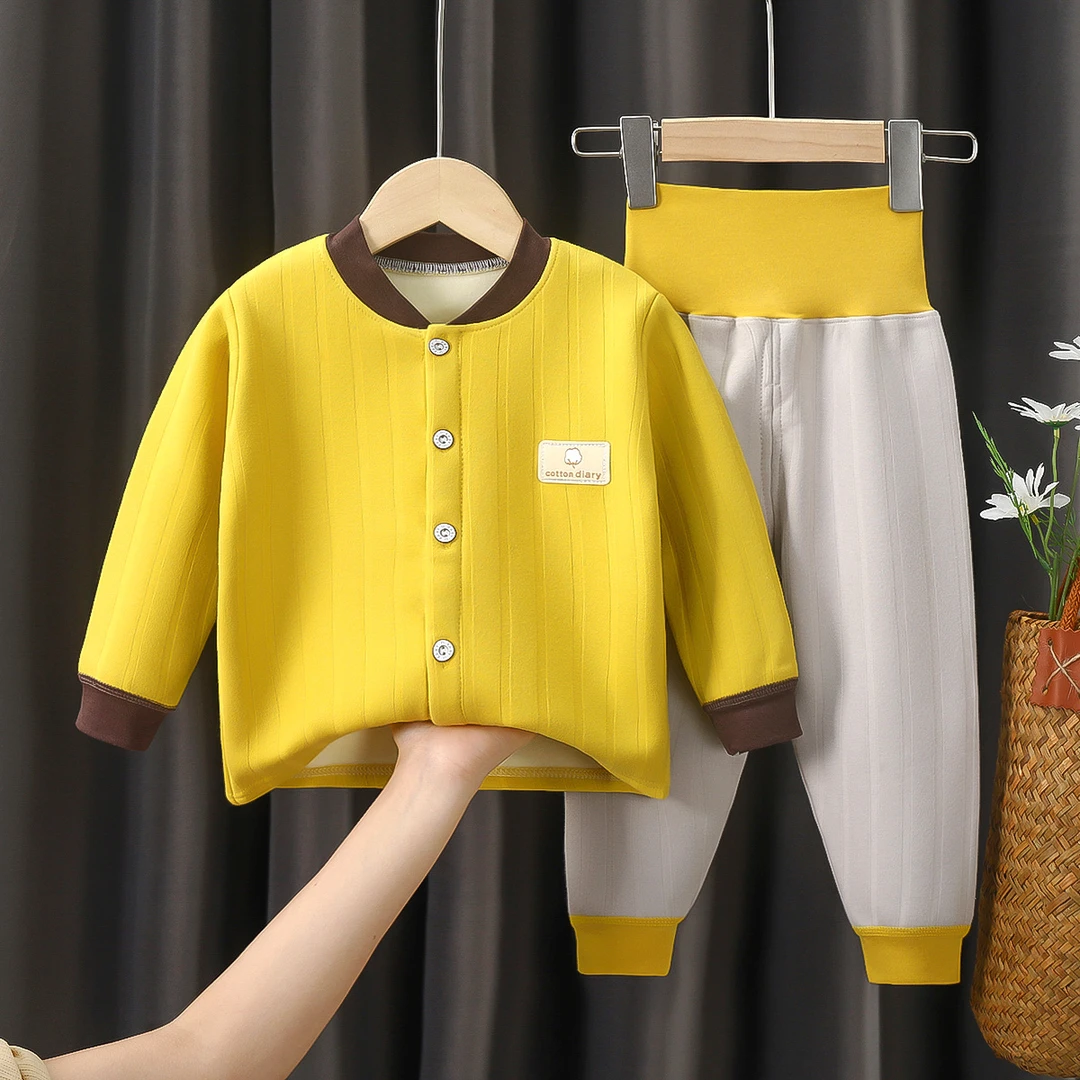 婴儿保暖衣套装纯棉加绒秋衣男女儿童宝宝内衣裤春秋冬季秋衣秋裤