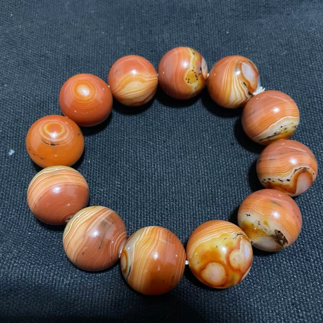 【沧明珠宝】天然缠丝纹玛瑙手链