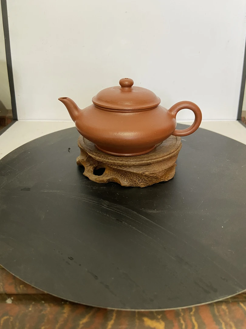 虚扁壶,原矿朱泥,100cc,李剑强老师全手工制作。