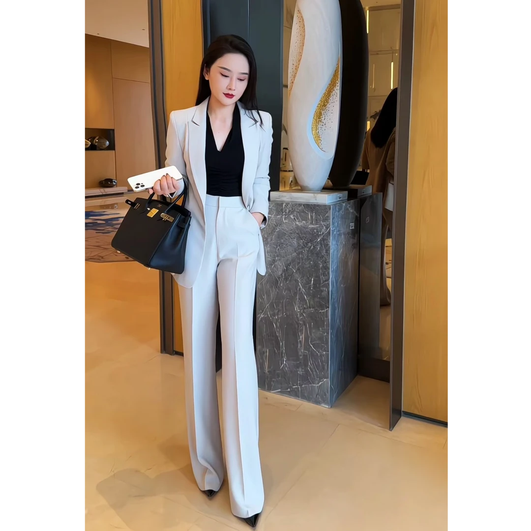 JIA SHI 气质职业套装洋气显瘦轻奢时尚百搭修身阔腿-TZ080+KZ040