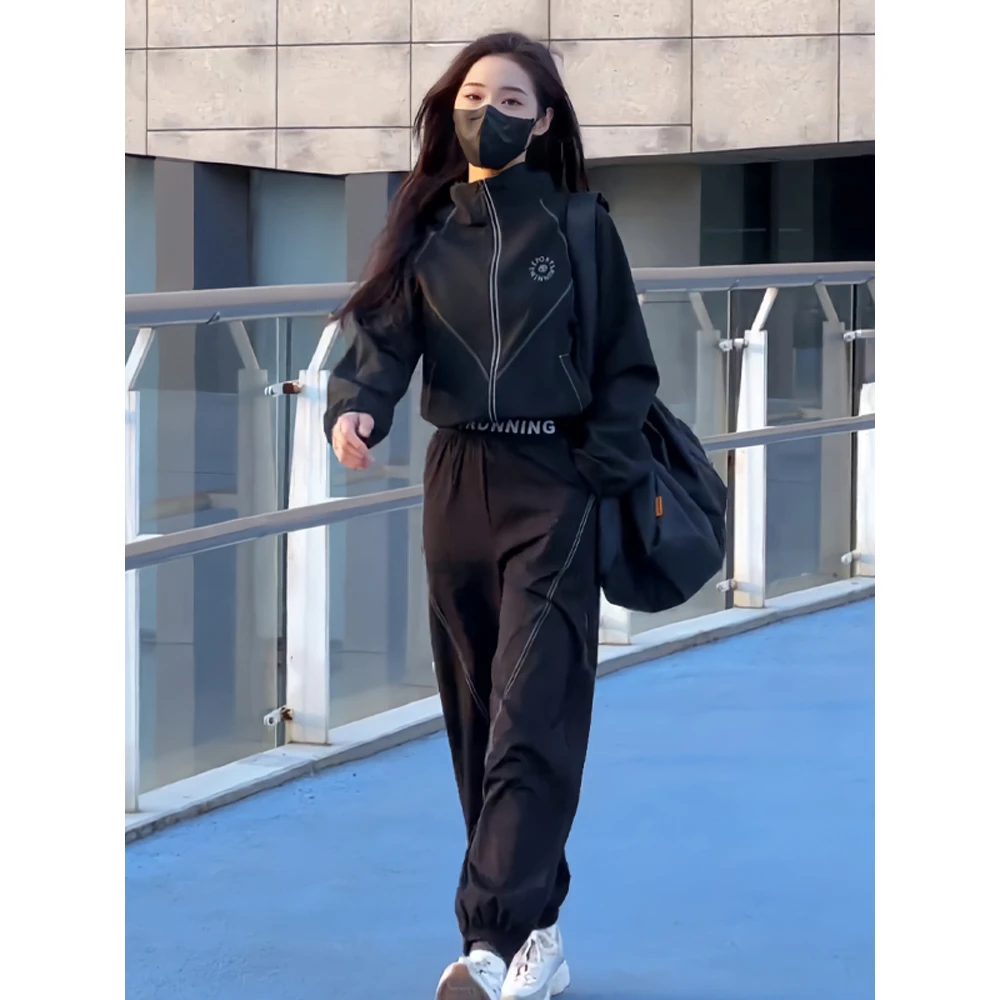 欧货休闲运动套装女2025年新款春秋时尚洋气跑步运动服两件套显瘦