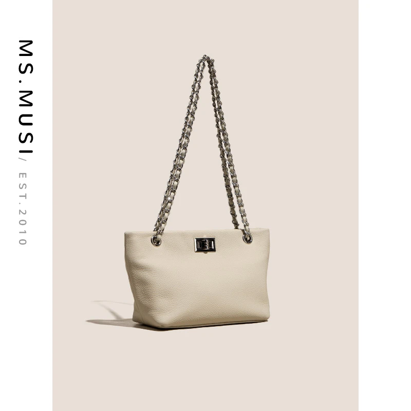 ms.musi2023新款头层牛皮小众时尚简约通勤休闲链条信封包#88523