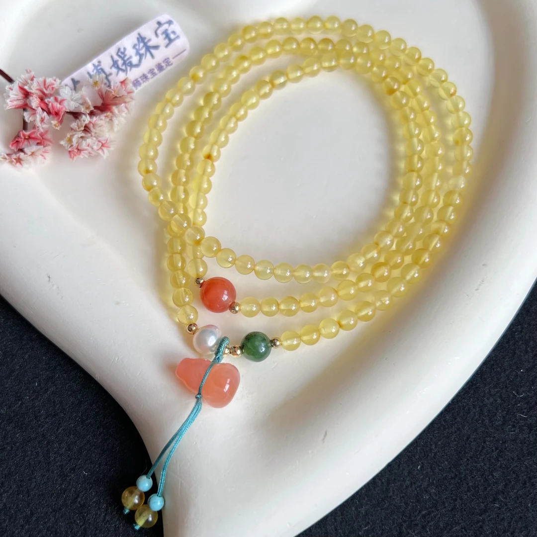 T012天然原矿无烤色蜜蜡卡4.5+mm多圈手串多样性发其一精美百搭款