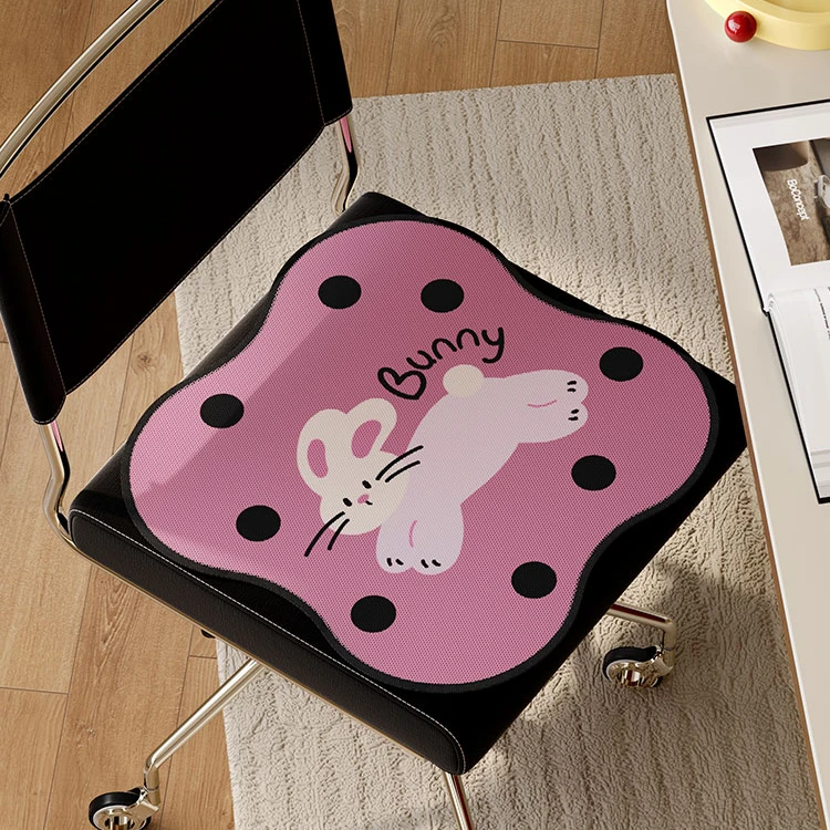 bunny兔可爱卡通夏季凉感冰丝椅垫可定制撞色办公室椅子透气坐垫