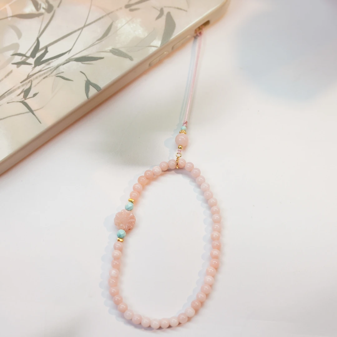 【珊丽】粉澳宝/粉欧泊手机挂·手串两用款·4mm