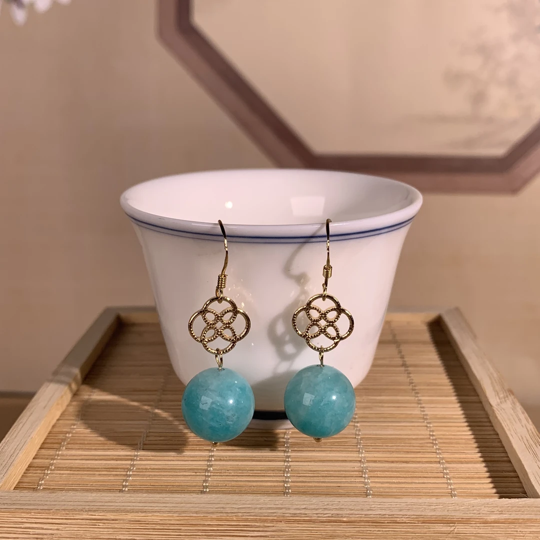 【珊丽】天河石耳环·简约大气款