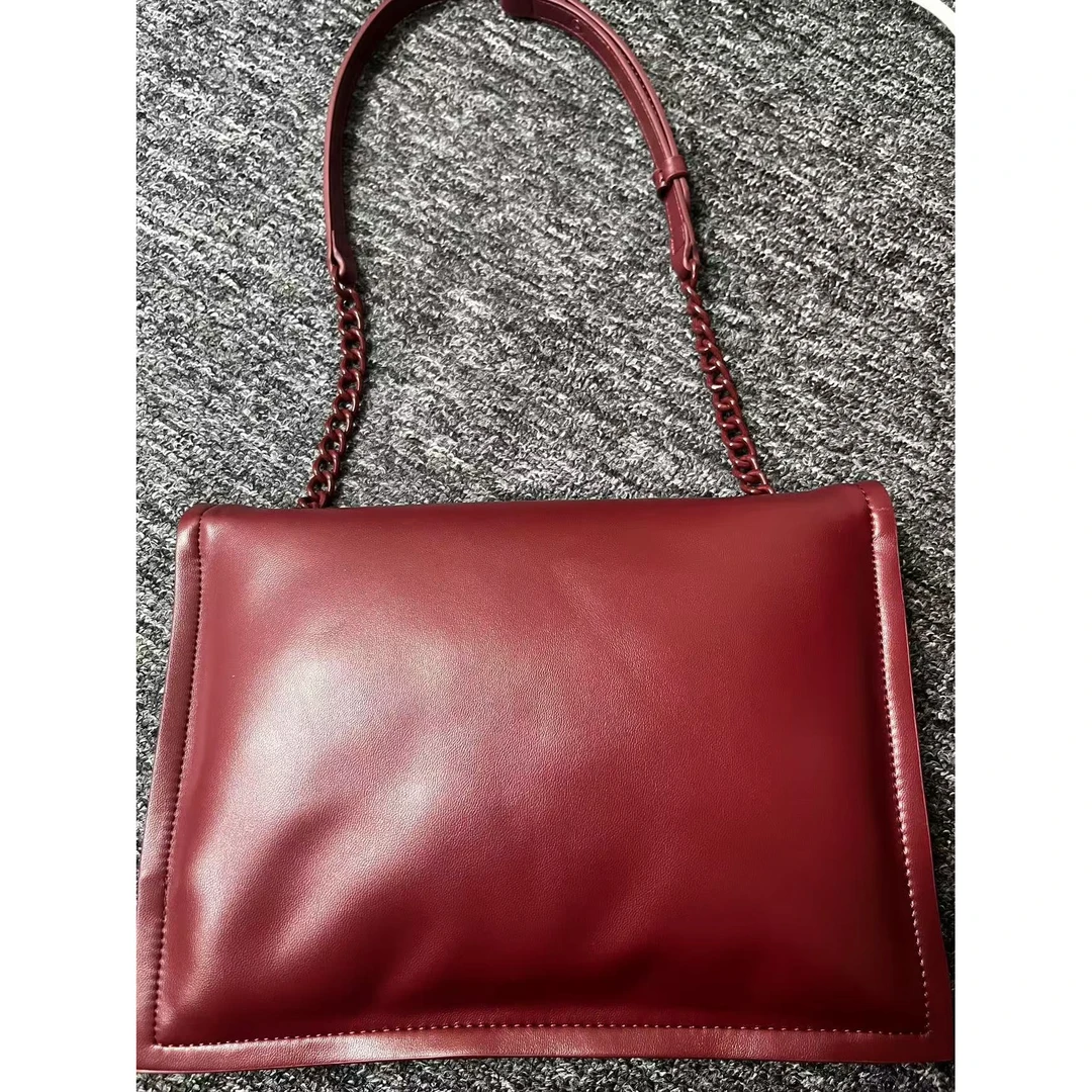 姝宴真皮女包软云朵红色