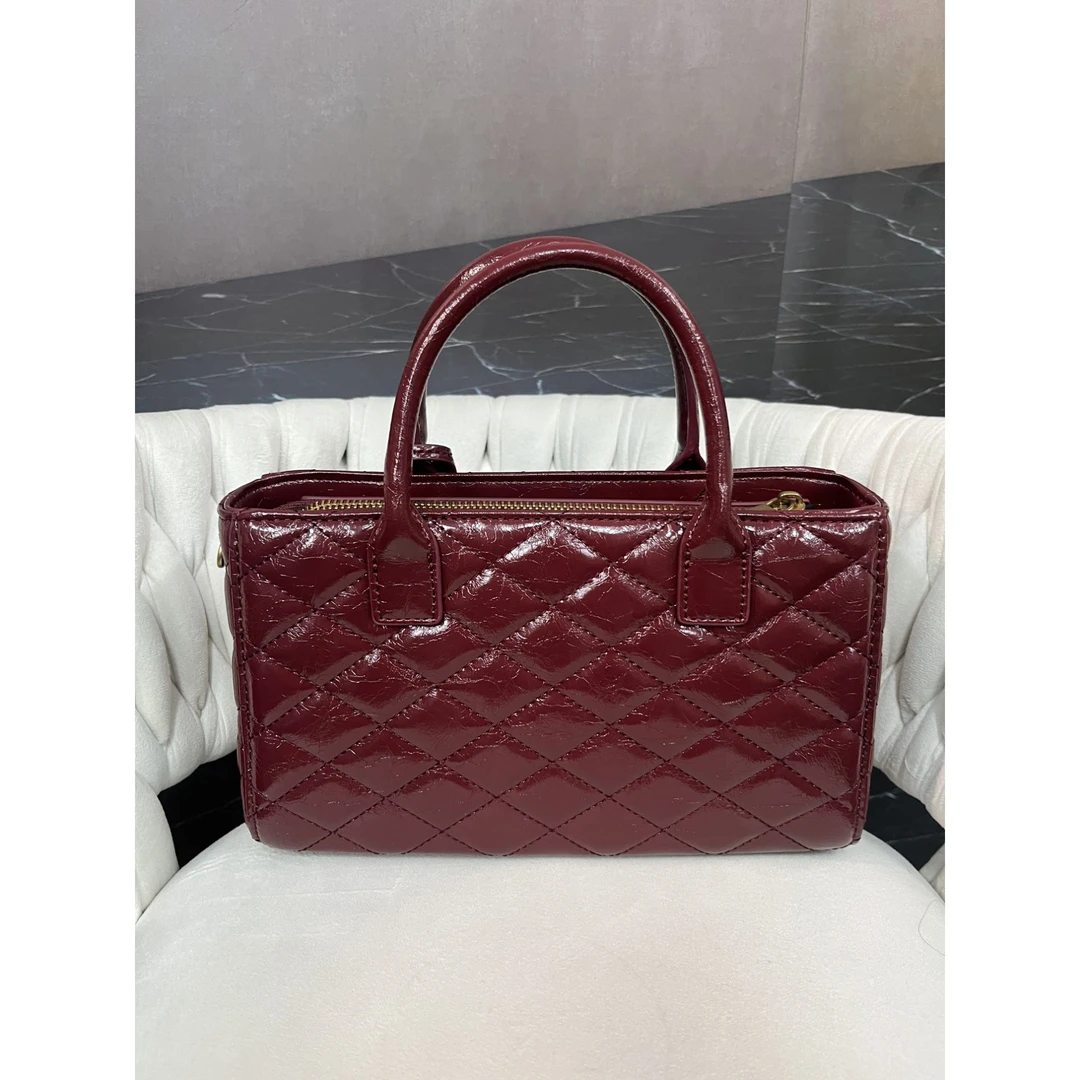 姝宴真皮女包砖形菱格包红色