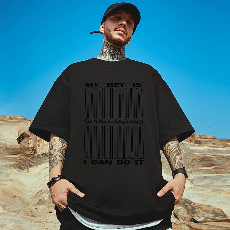 240g美式重磅短袖100%纯棉宽松大码男装潮牌胖子半袖体恤T恤潮流