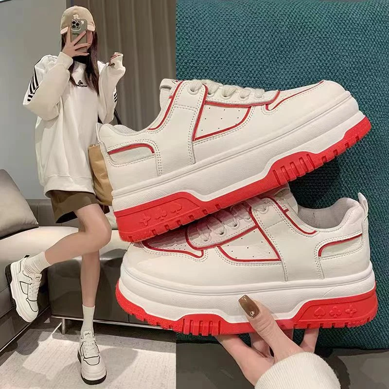 2024年春季新款厚底真皮经典百搭小白鞋688-1