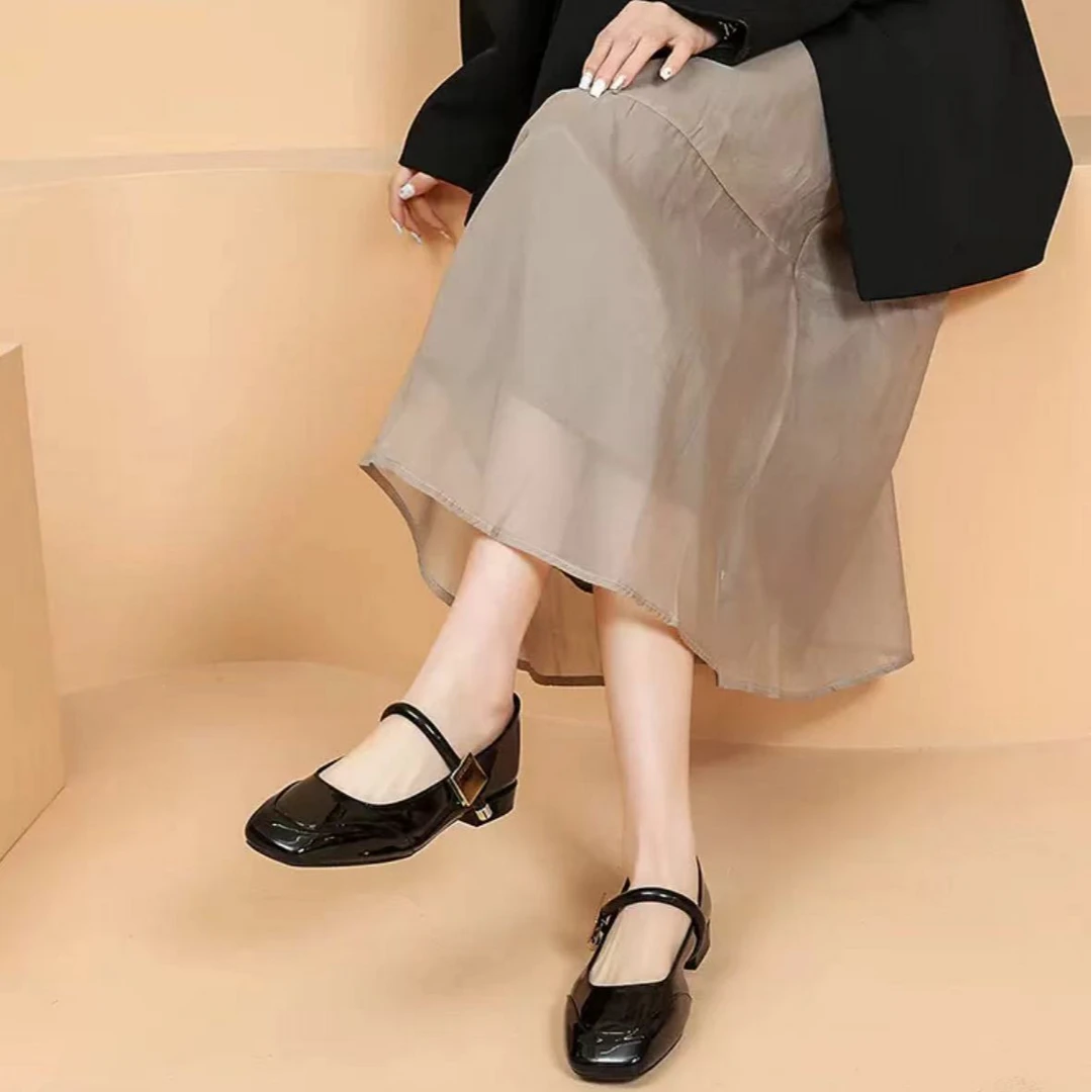 2024年新款浅口平底小香风玛丽珍一字带单鞋0312