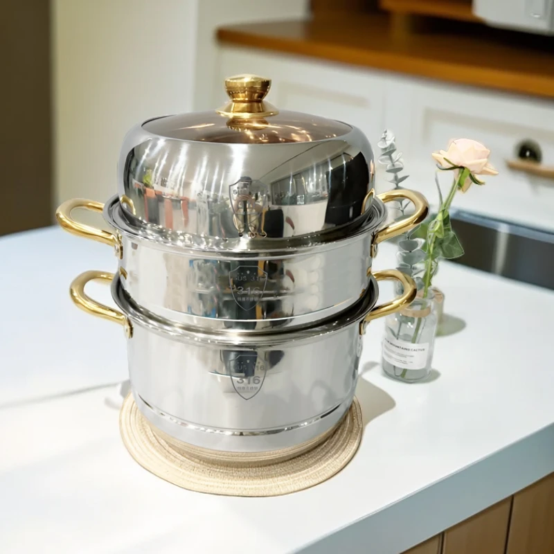 32CM特厚316不锈钢家用蒸锅层蒸煮电磁炉燃气通用